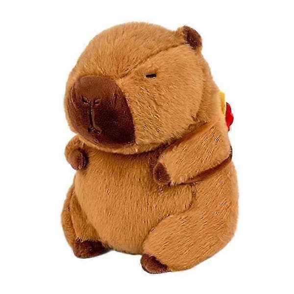 Suuri pehmeä kapybara-pehmolelu sohvan koristeeksi 30 cm with Burger Bag 23cm