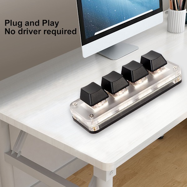 Punainen kytkin makro näppäimistö Plug and Play Ergonominen Mukautetut nupit USB Mini näppäimistö Työpöydän PC 4 näppäintä