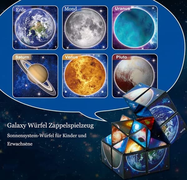 2 i 1 Stjernehimmel Planet Infinity Cube Sæt, Magisk Terning Original, 3D, Transformerende Terninger, Kreativ Dekompressionsterning til Børn og Voksne -