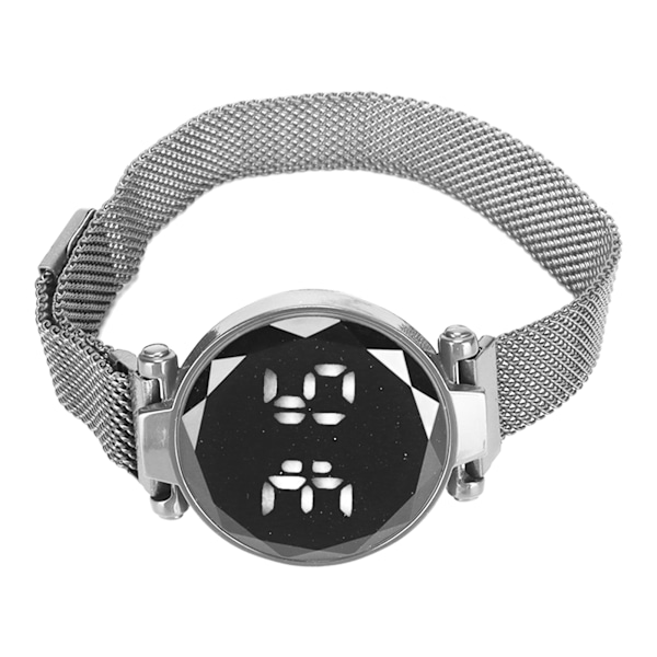 Kvinnor LED-klocka LED-pekskärm Stor display Hållbar legering Mode design Digital LED-klocka för flicka Kvinnor Vuxen Silver