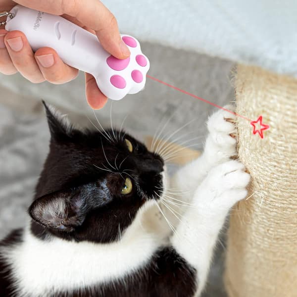 Laserleker for kjæledyrkatter 7 i 1 LED-peker poteformet, 3 lysmoduser