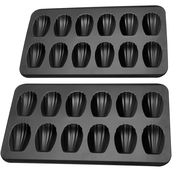 2-pakks nonstick Madeleine-panne, 12-kopps tung skallform