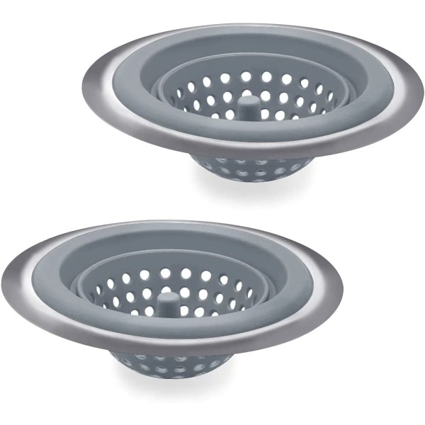 2PCS Sink Strainers,Flexible Silicone and Stainless Steel