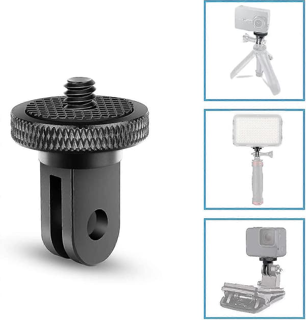 Stativadapter Kameramonteringstilbehør Aluminiumadapter til montering af kameraer på GoPro-beslag og andre actionkameraer (2 stk., sort)