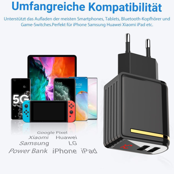 Dual Port Digital Display Lader Kreativ Universell USB Lading