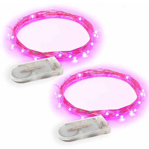 2-pack 6,5 fot 20 LED-lampor, Fairy Lights batteridriven för Pati purple light