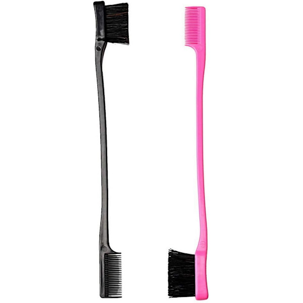 2 stk. Edge Control Hårbørste Dobbeltsidet Edge Børster (Pink