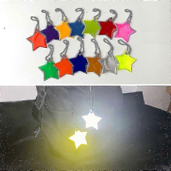 10x/sæt Kreative Refleksnøgleringe Reflekterende Stjerner Sikre Refleksnøgleringe Pink