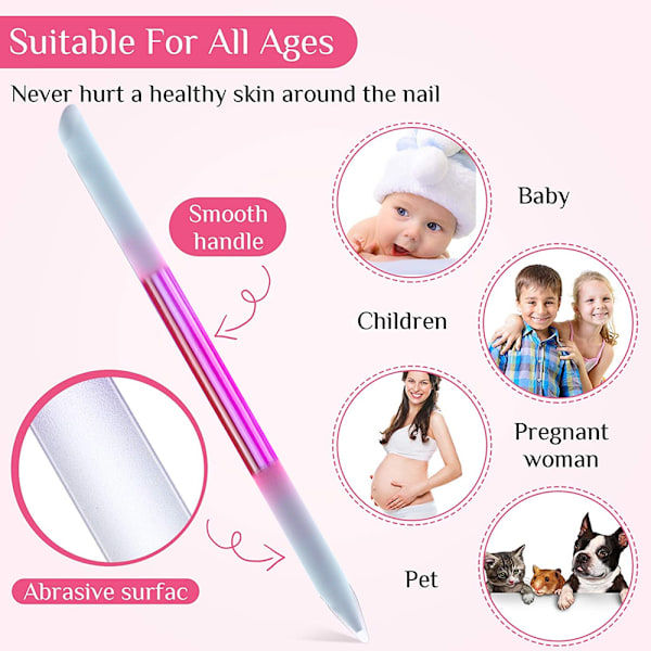 Glass Cuticle Pusher Cuticle Stick Set Dobbeltsidig Negl