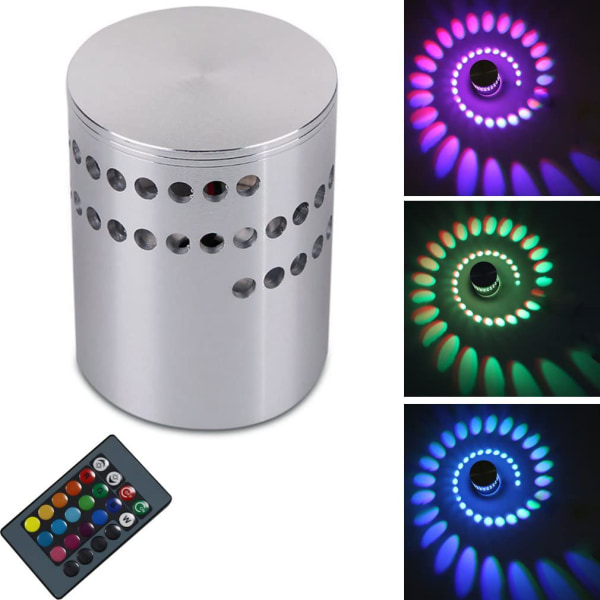 3W RGB LED væglampe spiral belysning korridor lampe soveværelse indendørs