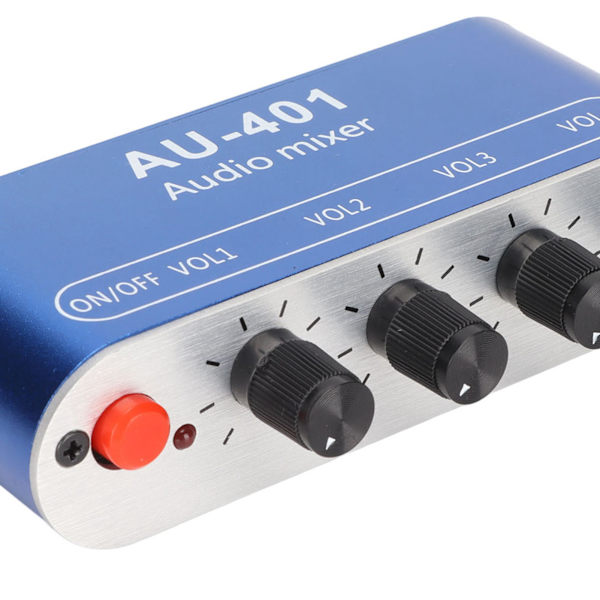 Mini Stereo Mixer 4 i 1 ut Volymjustering 3,5 mm Ljudväljare Förstärkare för PC Laptop Hörlurar
