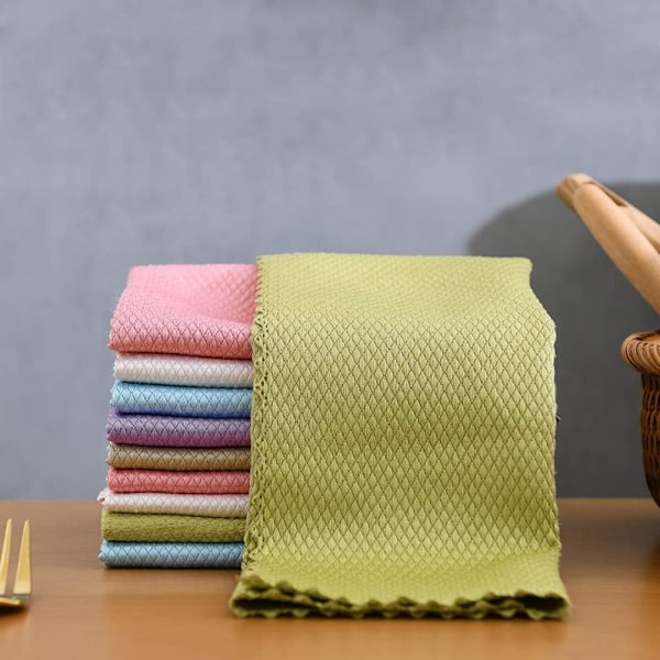 Mikrofiber Rengøringsklude, Ikke-Mærkende Fiskeskælklud til Rengøring af Glas, Superabsorberende Opvaskeklud, Ingen Rester Ideel til Rengøring af Glasprodukter