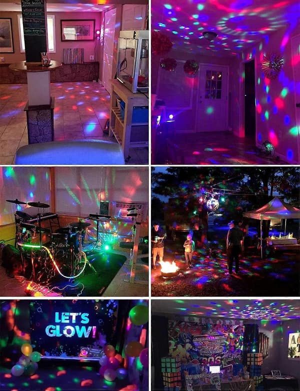 Lydaktiverte festlys med fjernkontroll DJ-belysning, diskokule strobelys 7 moduser scenelys for hjemmefester Halloween jul