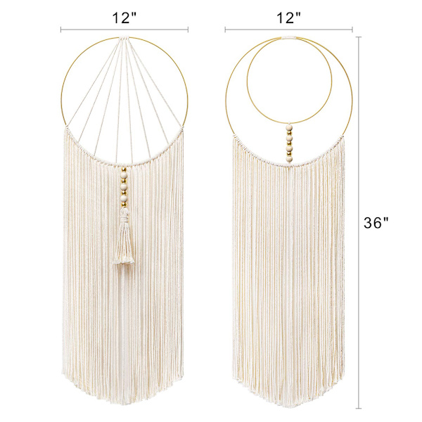Makramee seinätekstiili boho seinäkoriste seinävaate olohuoneeseen makuuhuoneeseen parvekkeelle 30,5 cm (L) x 91,4 cm (K)