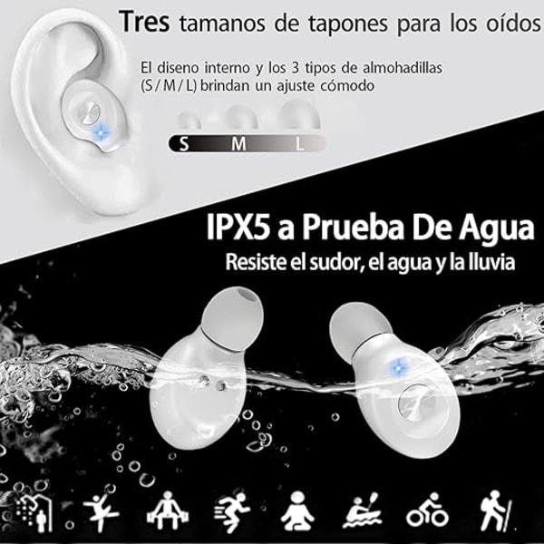 Trådlösa Bluetooth-hörlurar, IPX8 vattentäta och CVC8.0 brusreduceringsfunktion.