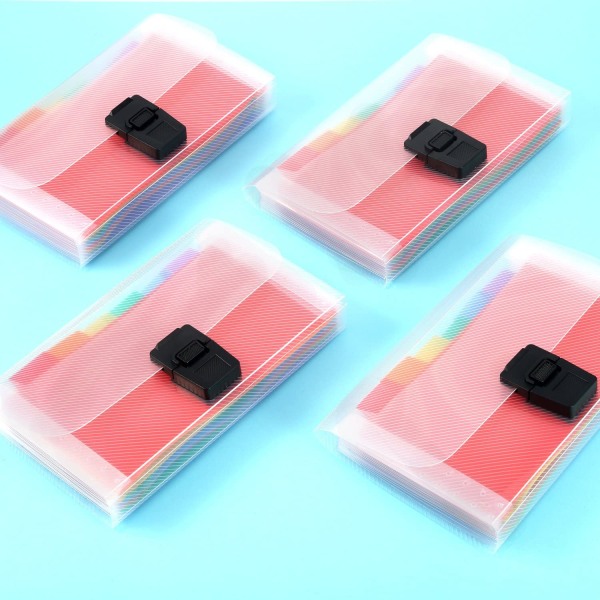 4-pack Mini Dokumentmapp A6 7,1 x 4,45 x 1,1 tum Regnbåge Expan