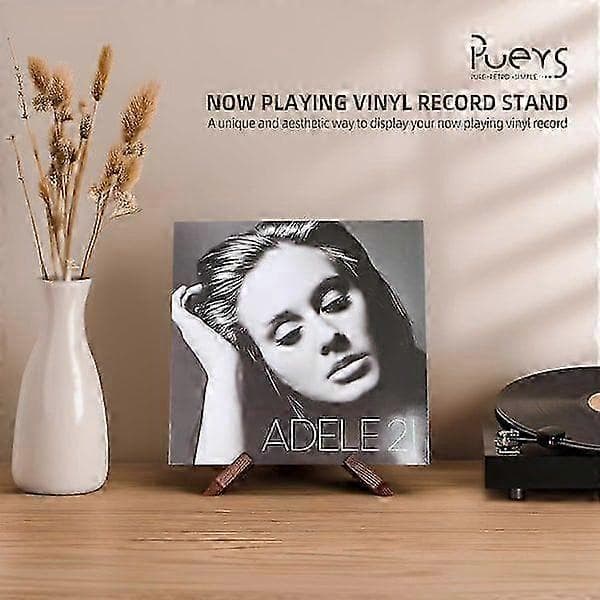 Vinylpladestativ, retro elegant design, træopbevaringsstativ