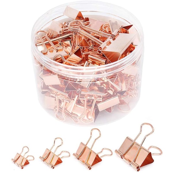 Rose Gold Binder Clips Papirklemmer, Assorterede Størrelser Sæt (Små,