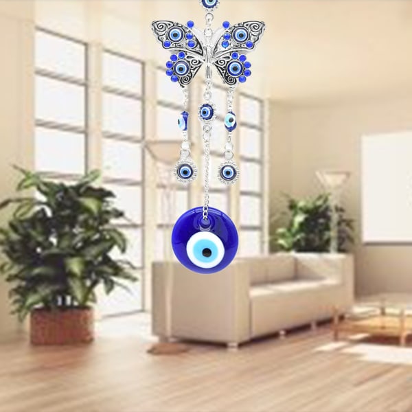 Butterfly blå glas øje vedhæng øje indendørs væghængende væg