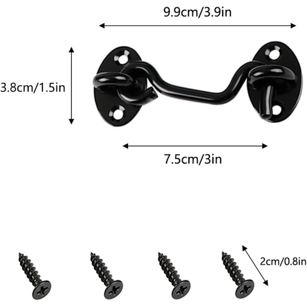 2-pack stugkrokar Krokar dörrstängare Rostfria dörrkroklås för fönster, garageportar, ladugårdsdörrar