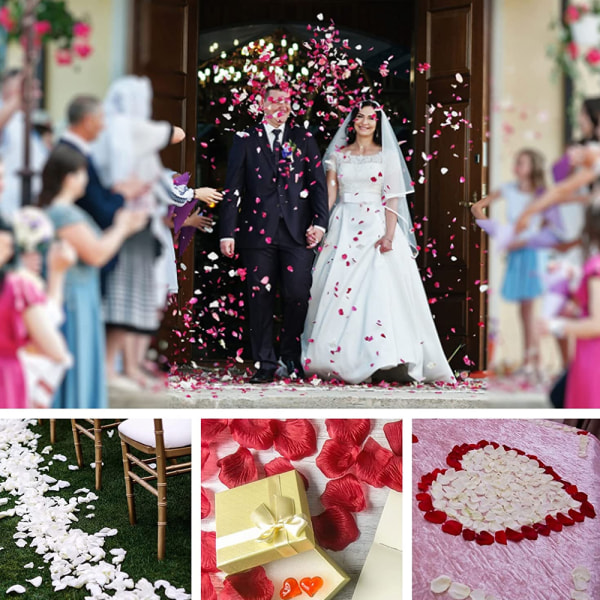 1200 stk kunstige roseblader, ikke-vevde blomsterblader for