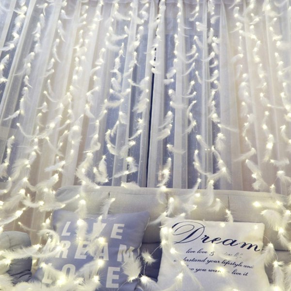 Fjersnor String Lights, LED Dekorative Lys, Fjernbetjening Rom