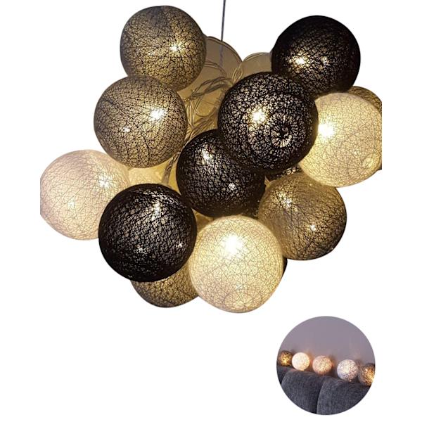 Bomuldsbold Lyskæde - 3,8M 20 LED Kugle Lyskæder med S