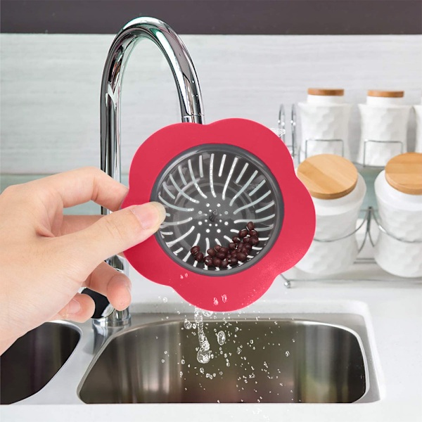 4-pack silikon diskhossil, universell köksavloppsfilter