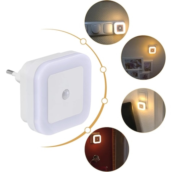 Sæt med 6 natlamper, Bevægelsessensor, LED, 40 lm, 0,5 W, Hvid