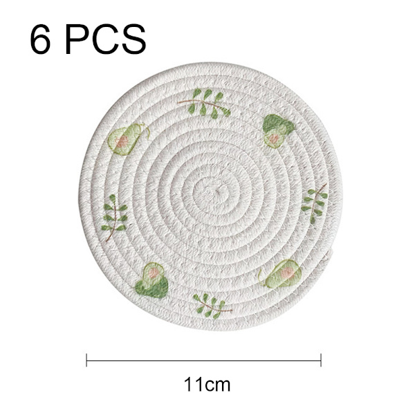 Pyöreä punottu puuvillaköysi punottu aluslevysetti 6 kappaletta
