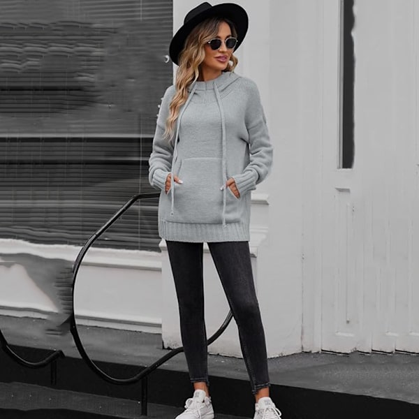 Pullover Dame Hoodie Sweatshirts Langærmet Hoodie Strikket Jumper Dame Oversize Rullekrave Elegant Dame Efterår-Vinter Strikket Jumper Vinter Jumper