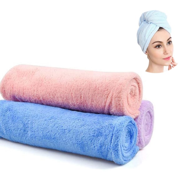 3-pack hårturban, turbanhandduk med knapp