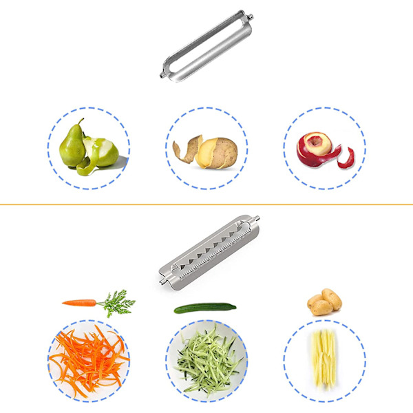 Grøntsagsskræller og kartoffelskrællere til køkken, frugt, gulerod,