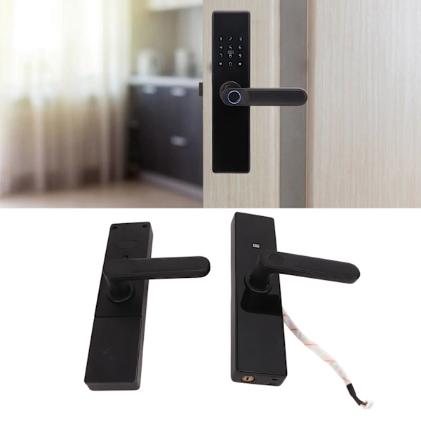 WiFi Smart Door Lock Fingerprint Password IC Card Key Rechargeable Double Tongue Digital Door Lock with Handle for Home for Tuya English