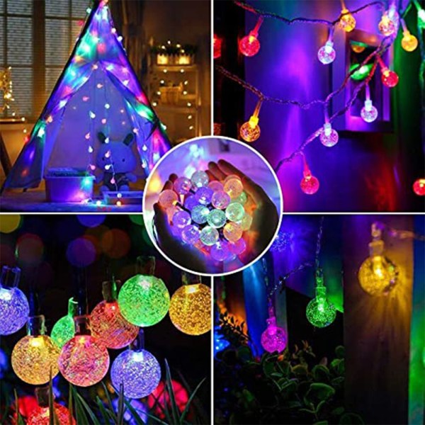 50 LED Solar String Lights Garden Crystal Ball Fairy Lights, Hom