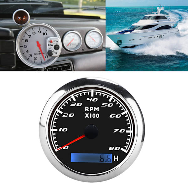 Pege-tachometer IP67 Vandtæt Støvbestandig Rustfrit Stål Universal til Bil Lastbil Båd 9‑32VDC