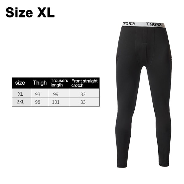 Long Johns termisk undertøj til mænd-sort-XL størrelse