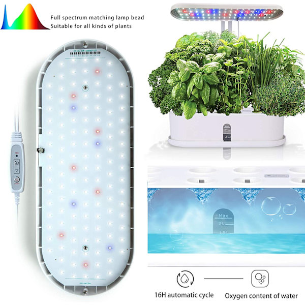 Hydroponisk dyrkningssystem, 10Pods indendørs urtehavekit med