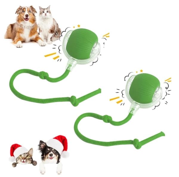 2-pack 360° Smart Automatic Rolling Pet Ball, Rechargeable Irregular Movement for Cats & Dogs, Red 2-pack Green 2pc green