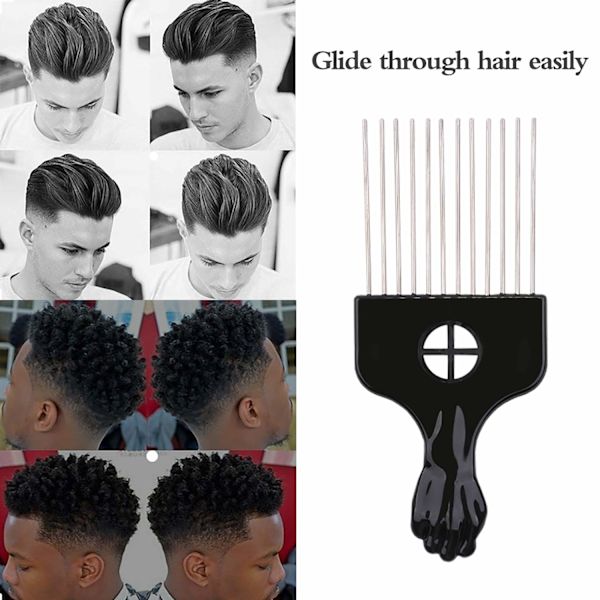 Afro Pick, Hårplock, Metallplock Kam, Utreda Peruk Fläta Hår