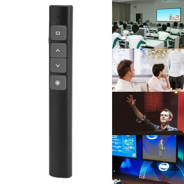 Presentasjonsklikker 2.4G RF-brikke ABS Silikonknapper Bærbar Plug and Play Trådløs Presentasjonsfjernkontroll for Kontor