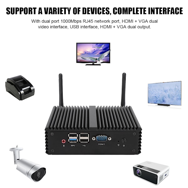 AA-B4 för Intel J1900 Dual-band för WIN7 Wifi 300M 4G+2TB HDD Mini Desktop PC (EU 100-240V)