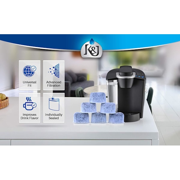 12-pakning kompatible KEURIG-erstatningsvannfiltre av K&J -