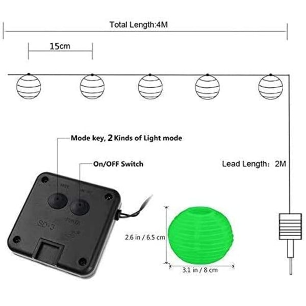 Solcelledrevne have lamper, 30 lanterne lyskæder til have udendørs