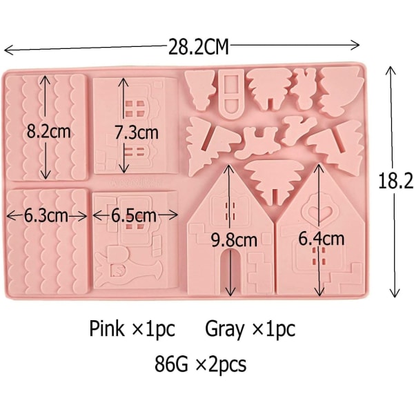 3D Julehus Silikoneforme sæt med 2, Peberkagehus