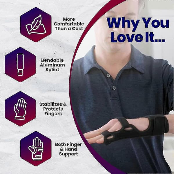 Metacarpal Finger Splint Håndskinne Ulnar Gutter Splint Støtte til Beskyttelse af Håndskader Left hand
