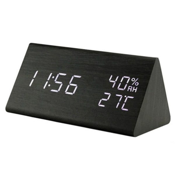Digital väckarklocka med träelektronisk LED-tidsvisning,