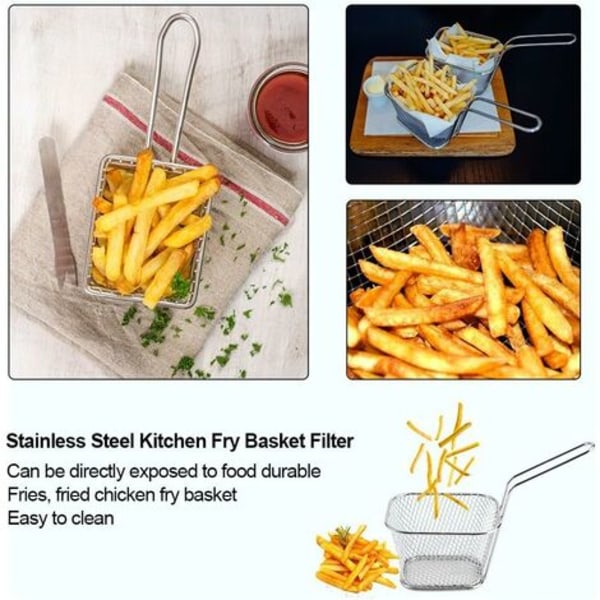 8/16/40 stk. Mini individuelle runde pommes frites kurv rustfrit stål