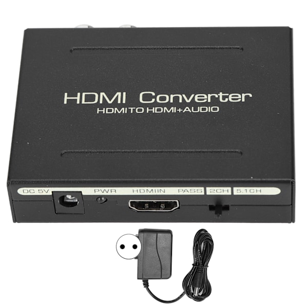 HDMI Audio Extractor HDMI til HDMI SPDIF Optisk til RCA L/R Audio Adapter 100‑240V EU Stik