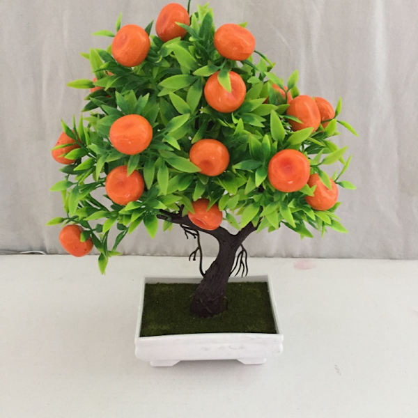 Keinotekoinen kasvi Bonsai Oranssi muoviset ruukut+Pieni hedelmäpuu